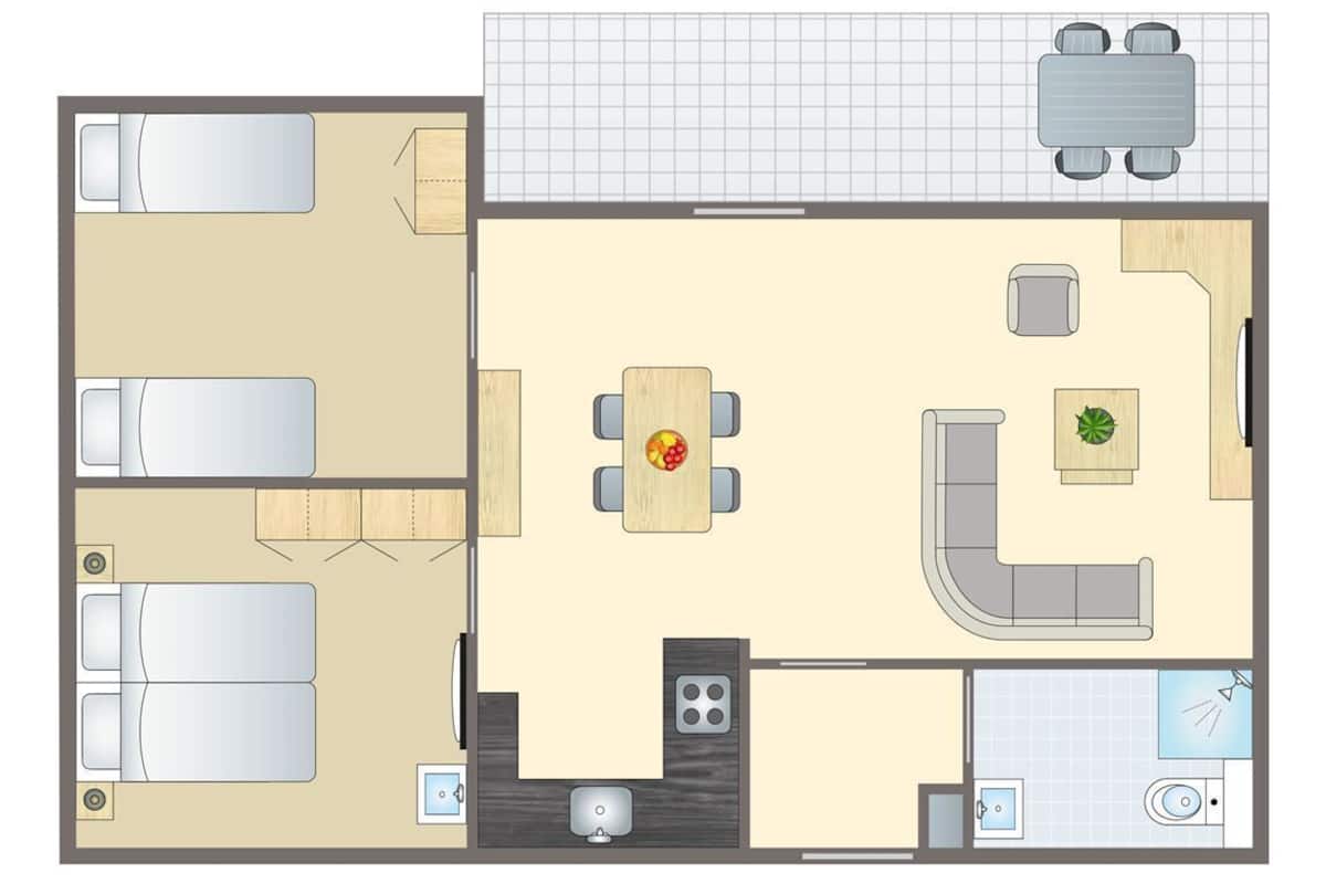 Bungalow (4-persoons bungalow) | Planlösning