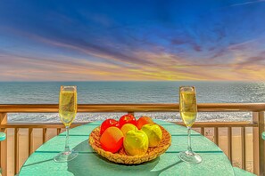 Outdoor dining - Immaculate Oceanfront King Suite!  Completely Updated! - Caravelle Resort 1414 - Sleeps 2-3 Guests! (Myrtle Beach)