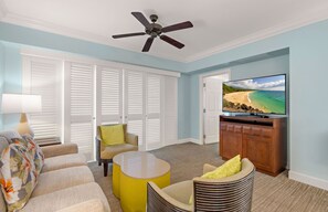 TV, DVD player, stereo