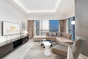 Luxury Apartment | Living area - Lux BnB Paramount Tower I Burj Views (Dubai)