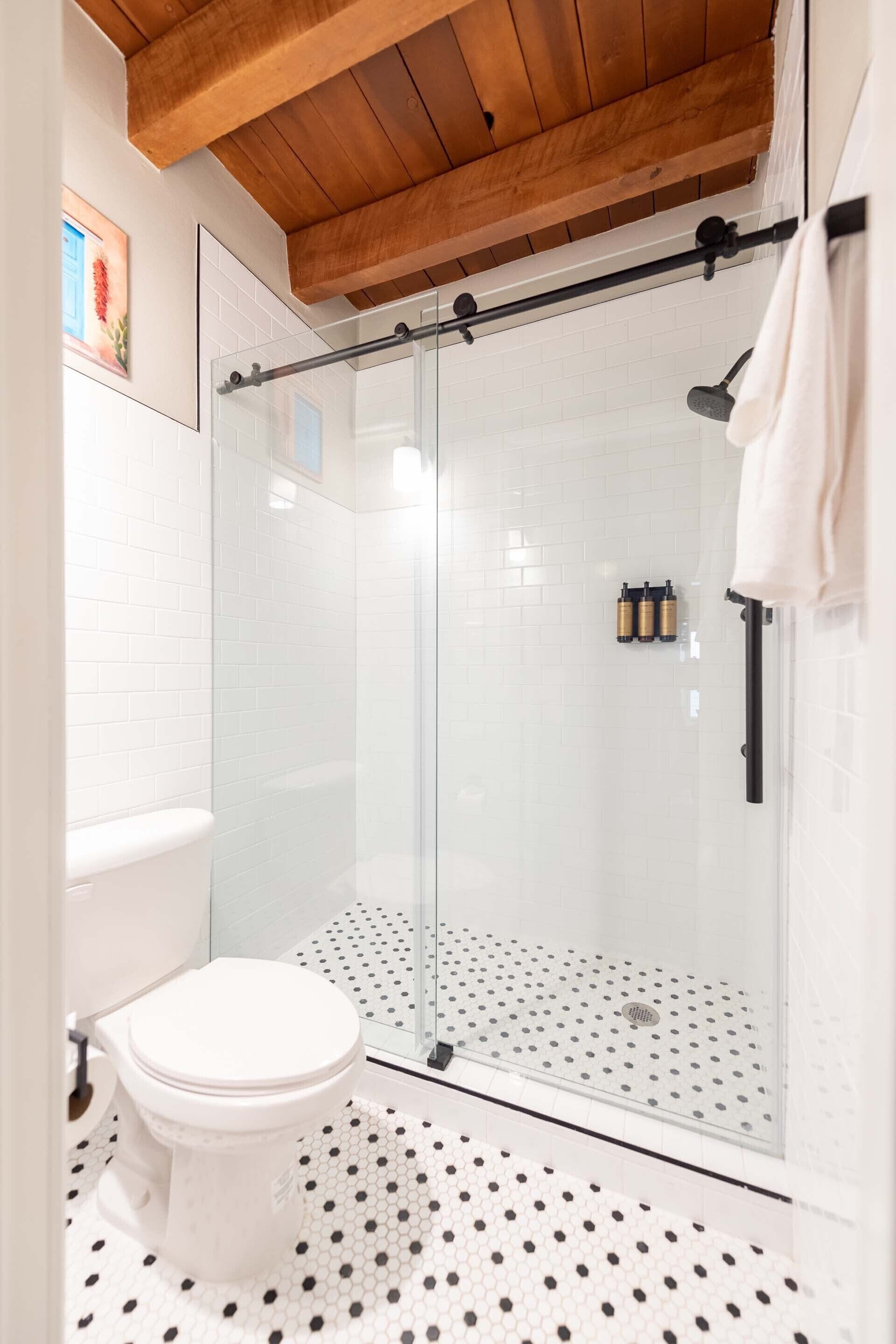 Taos Suite | Bathroom | Hair dryer, towels, soap, shampoo