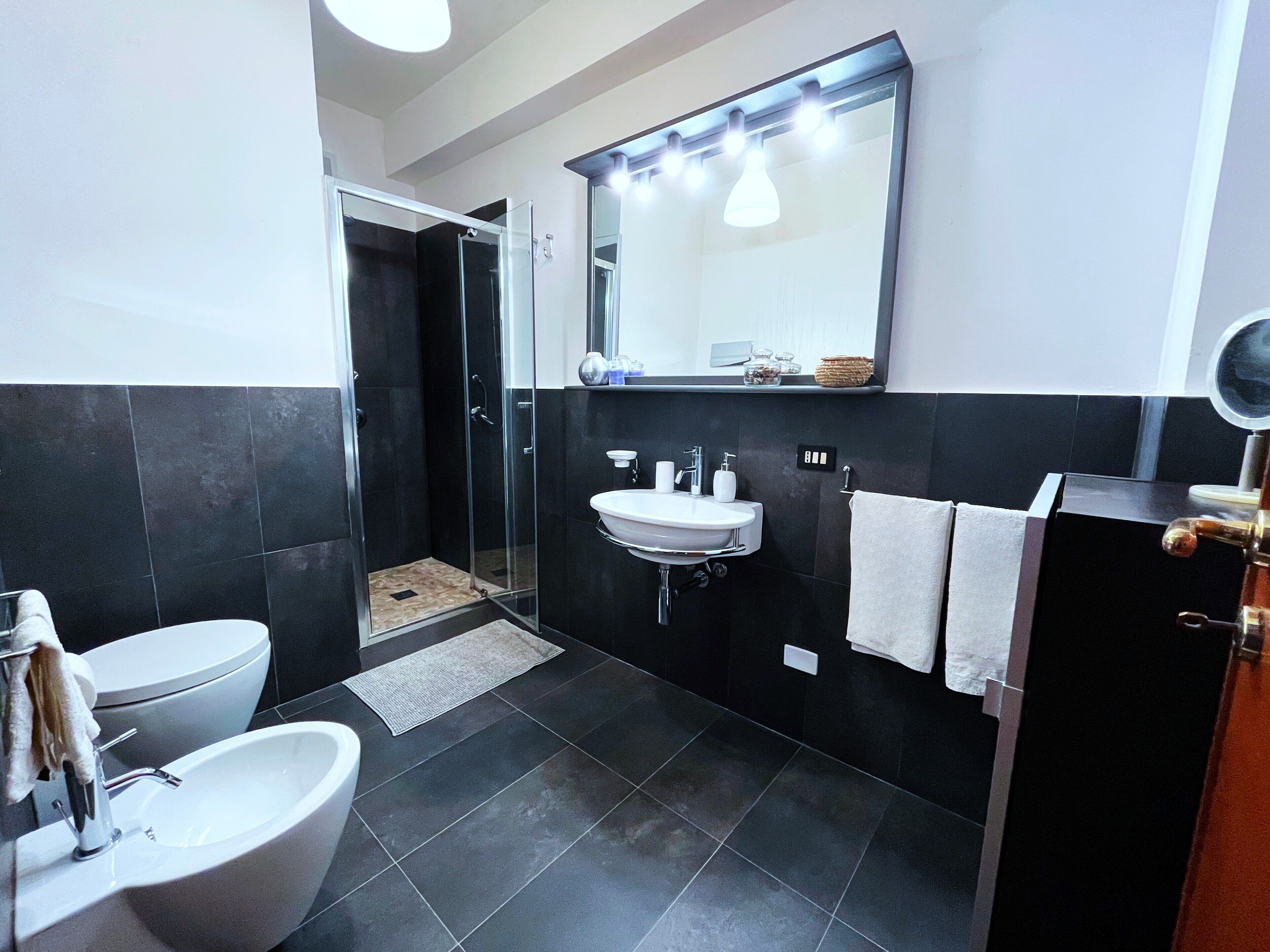 Bruser, hårtørrer, bidet, håndklæder
