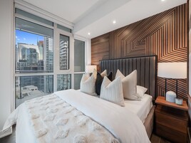 Individually decorated, individually furnished, desk, blackout drapes