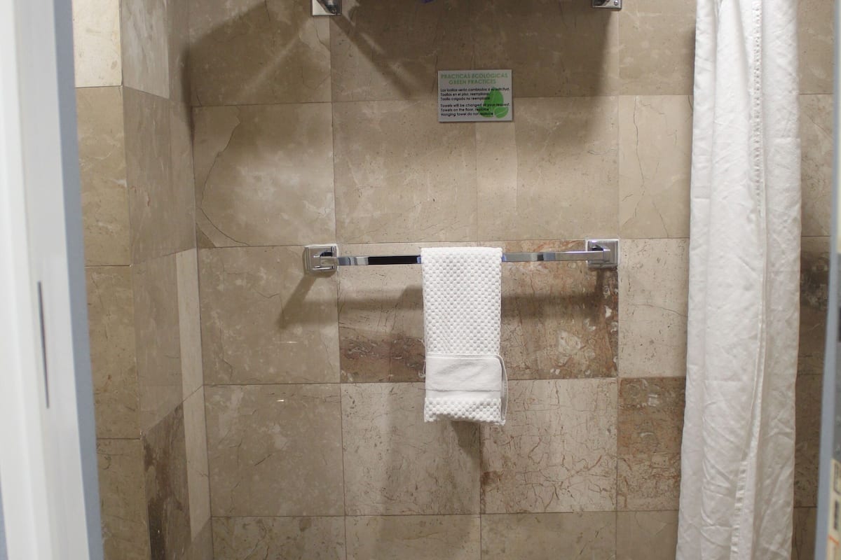 standard room, 1 king bed, non smoking | bathroom | hair dryer, towels