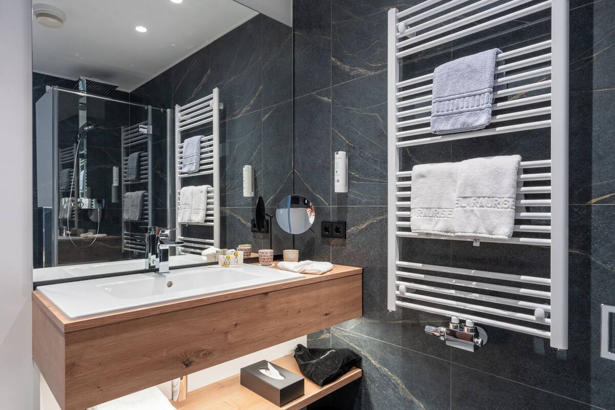 spring water bathtub, free toiletries, hair dryer, bathrobes