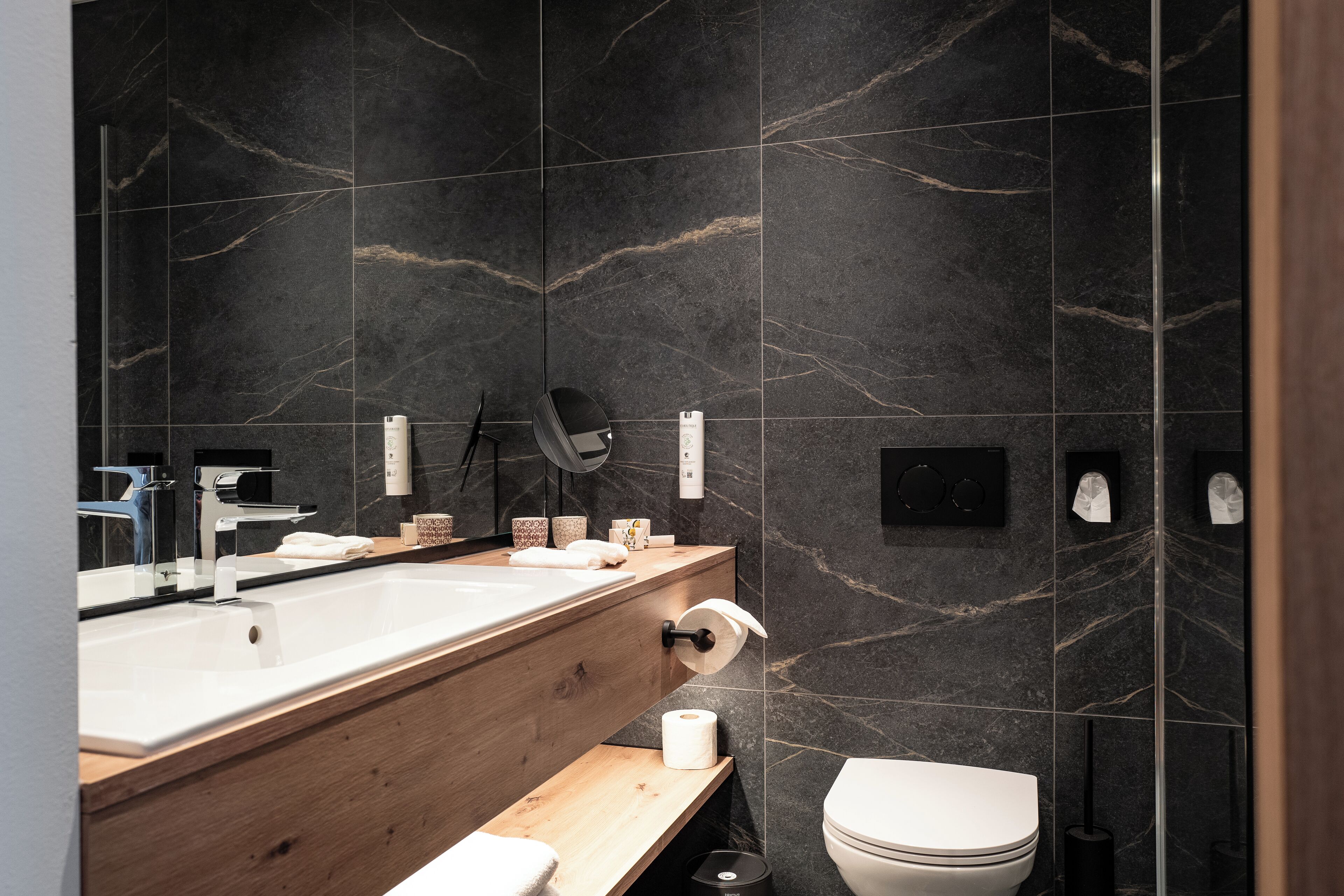 spring water bathtub, free toiletries, hair dryer, bathrobes