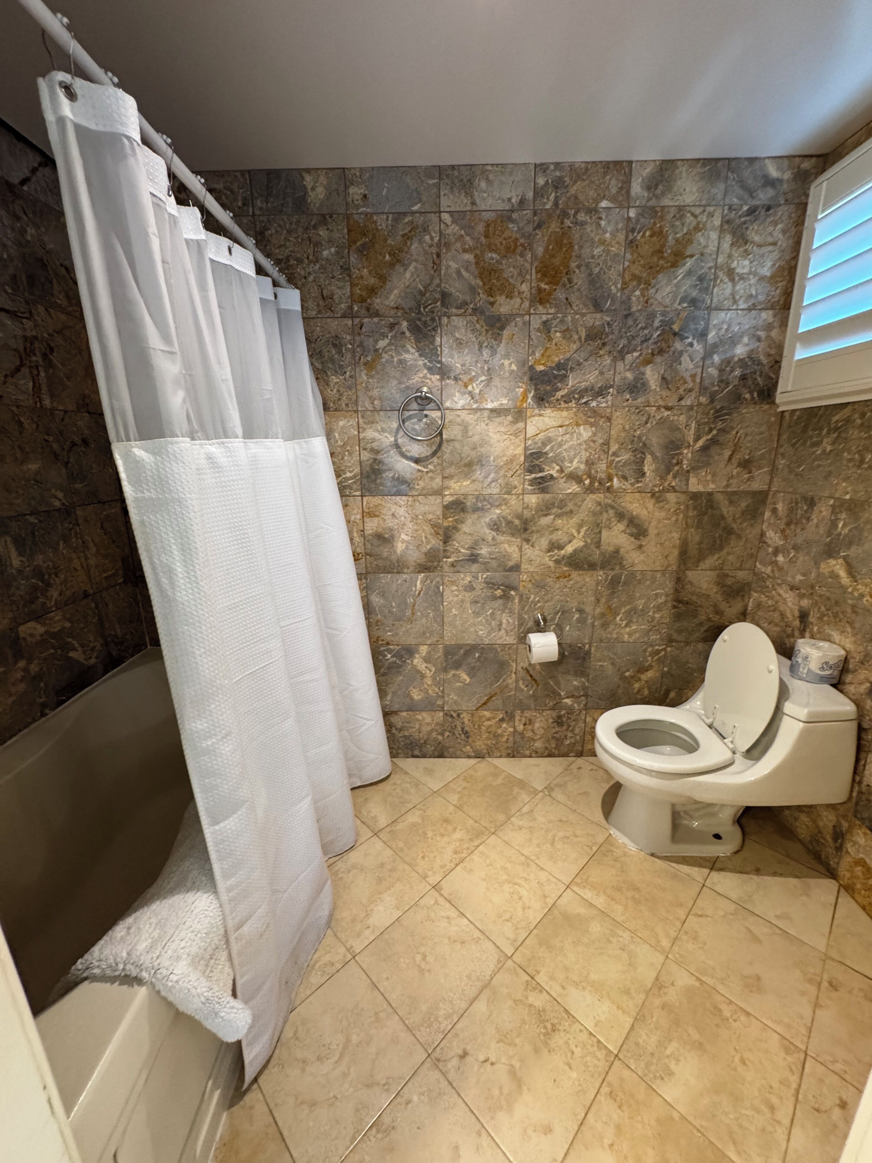 panoramic room, 1 king bed, ocean view, oceanfront | bathroom | free toiletries, hair dryer, towels, soap