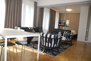 Apartment, 1 Bedroom, Kitchen | Living area | Flat-screen TV - My Home in Vienna (Vienna)