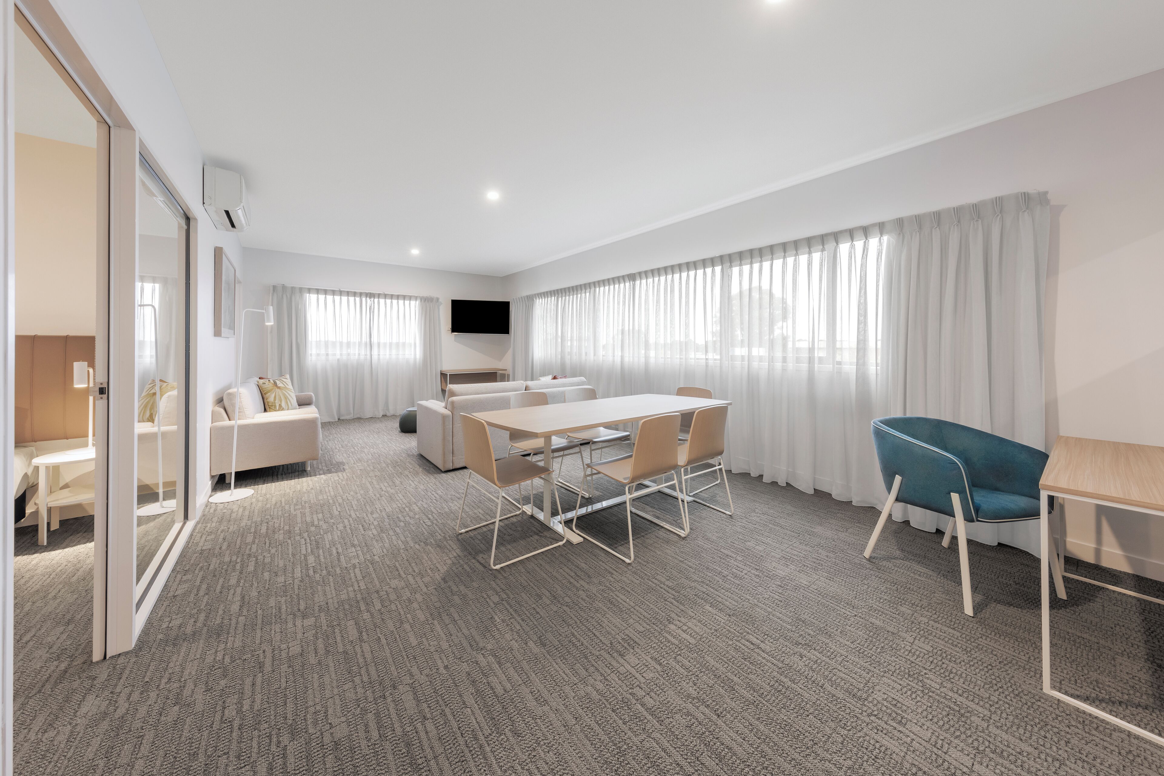 In-room safe, desk, laptop workspace, blackout curtains