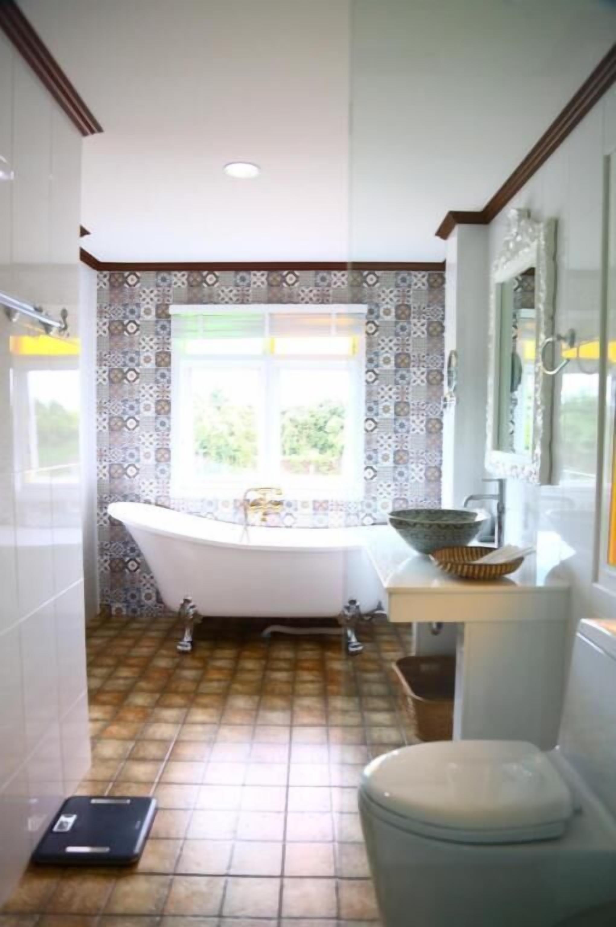 Bathroom | Hair dryer, slippers, towels