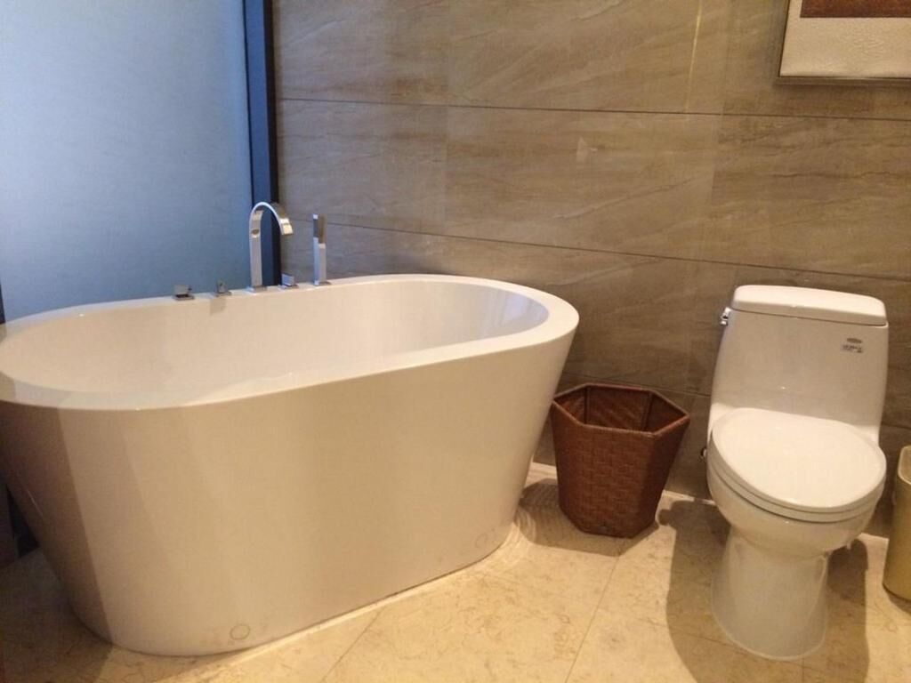 separate bathtub and shower, rainfall showerhead, free toiletries