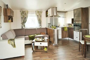 Mobile Home, 2 Bedrooms, Kitchen (Rubis) | Living area | Flat-screen TV - Marielyst Feriepark & Camping (Vaeggerlose)