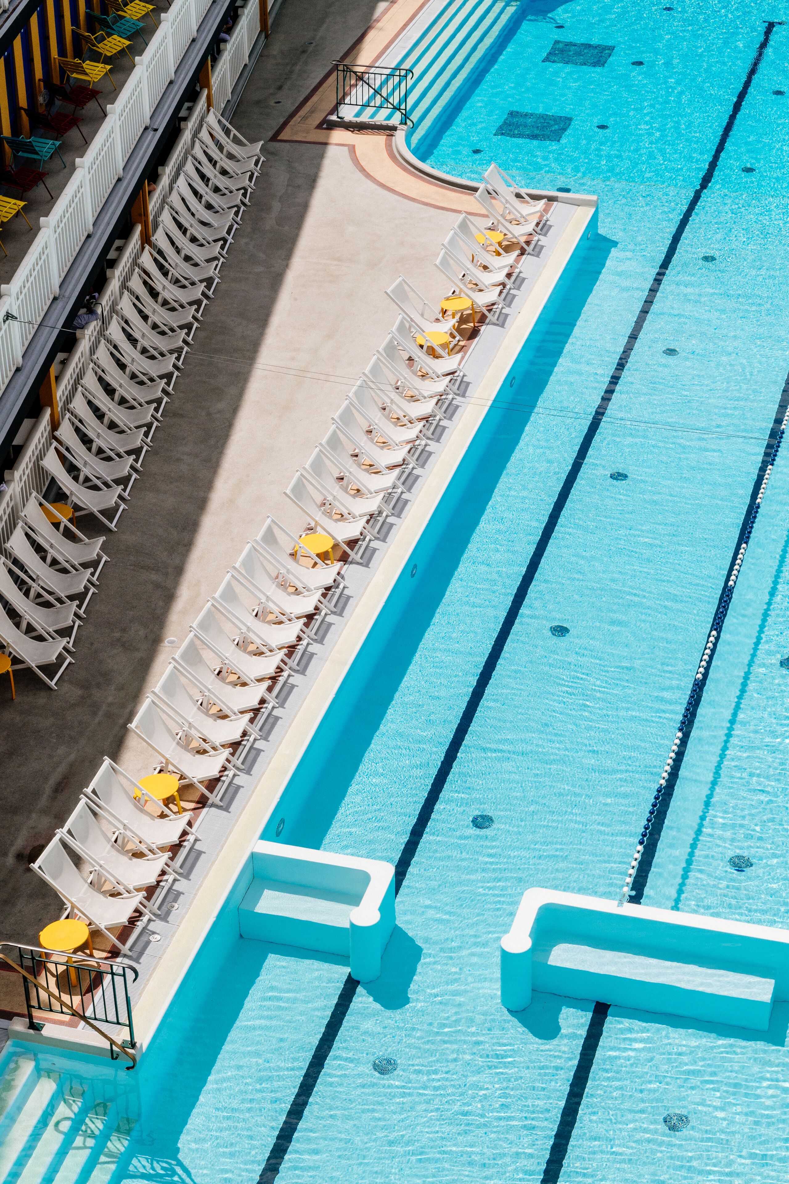 indoor pool, outdoor pool, pool loungers, lifeguards on site