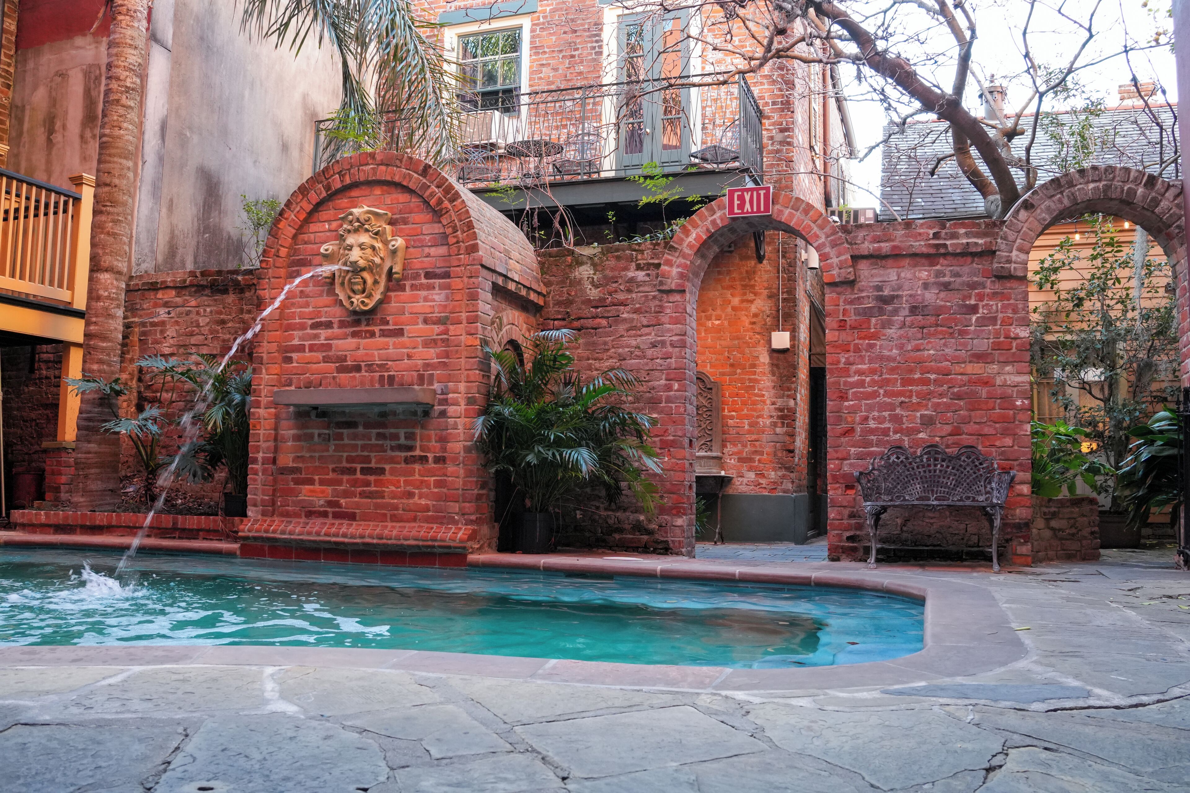 Outdoor pool, pool loungers
