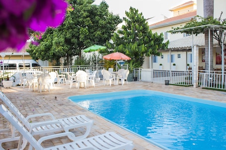 Outdoor pool, sun loungers