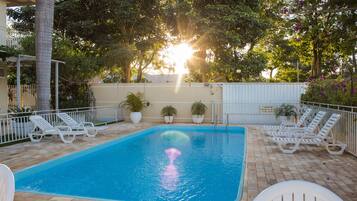 Outdoor pool, pool loungers