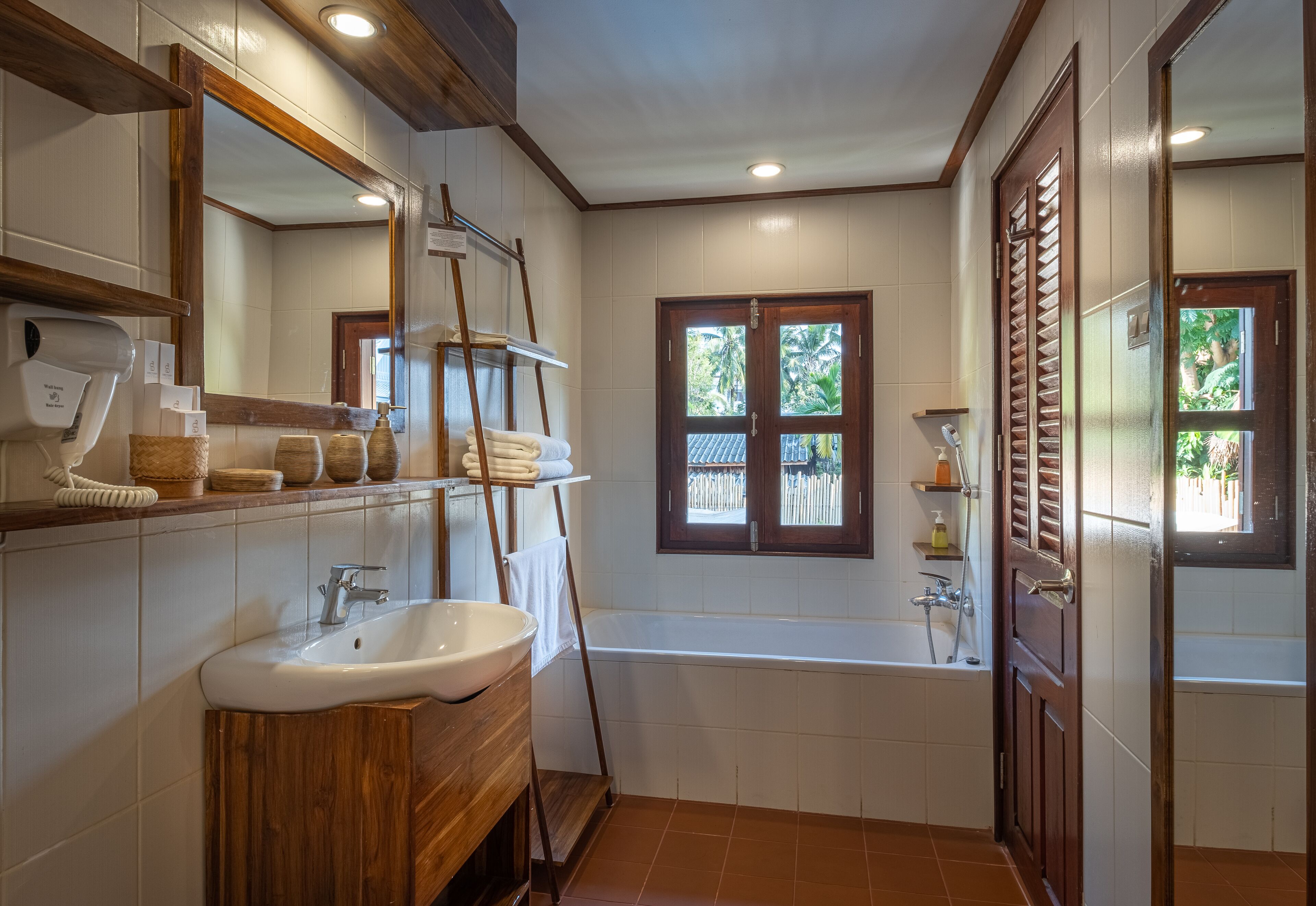 hair dryer, slippers, towels