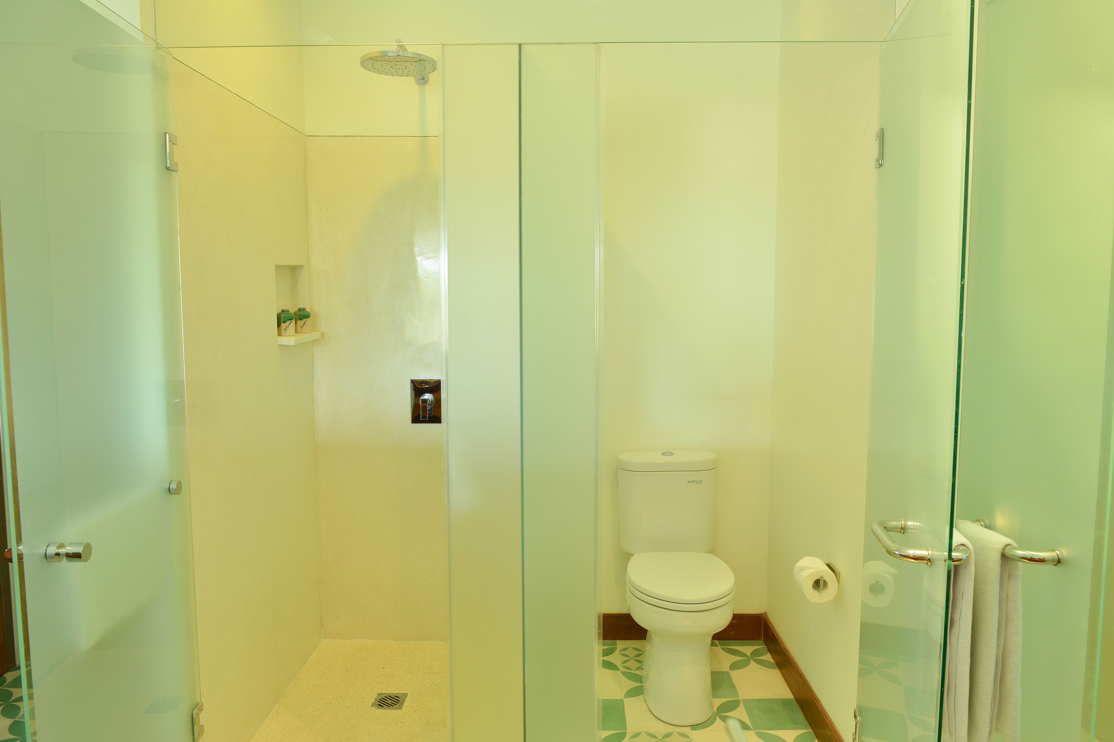 shower, free toiletries, hair dryer, slippers