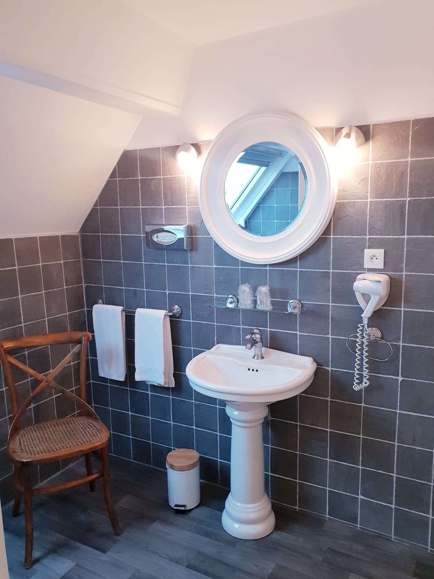 waterfront room, luxury | bathroom | rainfall showerhead, hair dryer, towels