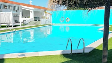 Indoor pool, outdoor pool, pool umbrellas, sun loungers