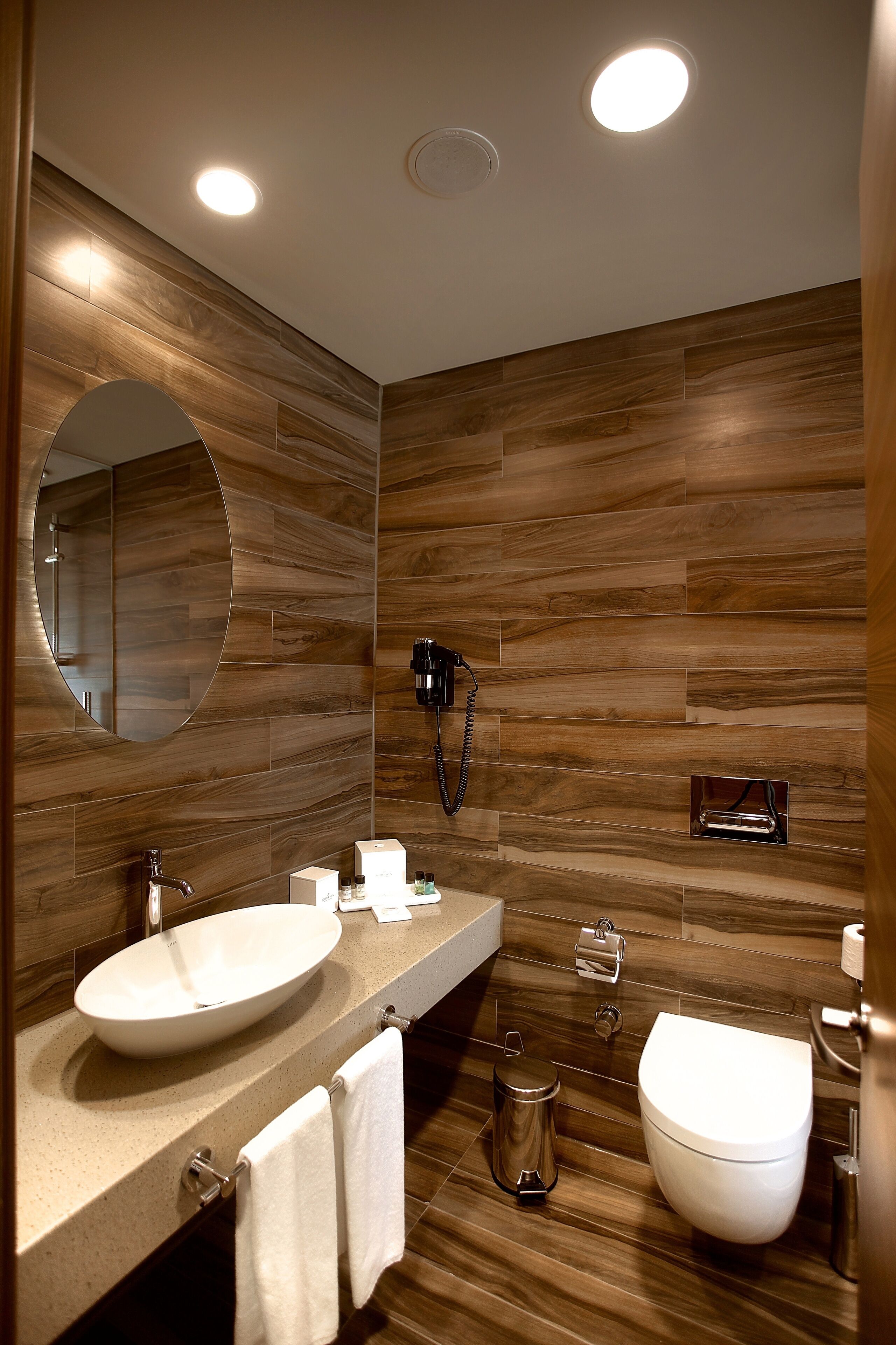 free toiletries, hair dryer, slippers, towels