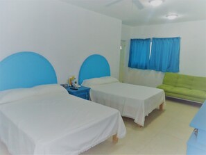 Shower, free toiletries, towels