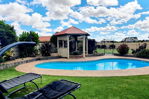 Outdoor pool, open 8 AM to 8 PM, sun loungers