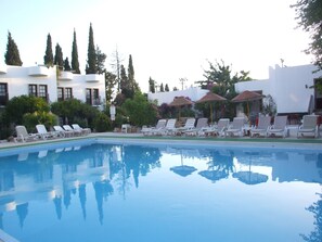 Outdoor pool, sun loungers