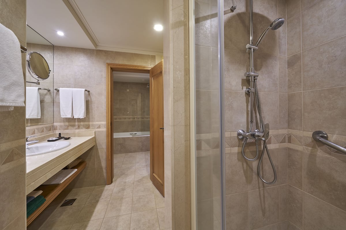 free toiletries, hair dryer, bathrobes, towels