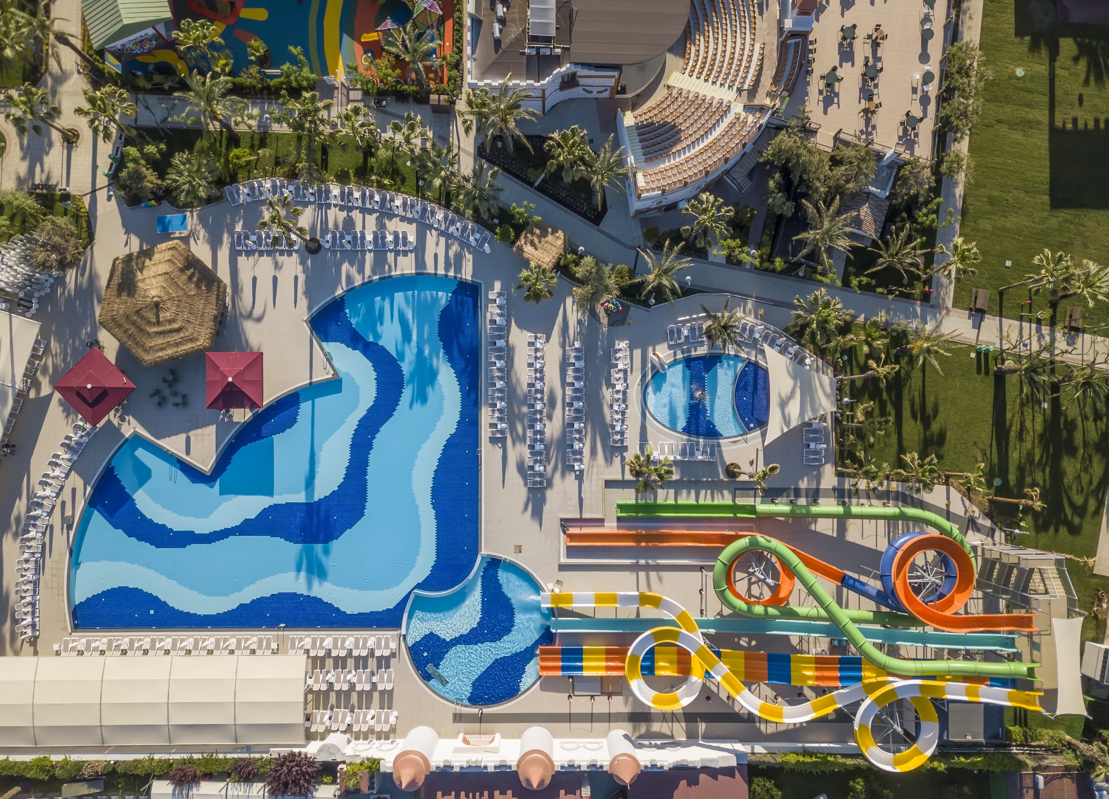 2 indoor pools, 3 outdoor pools, free cabanas, pool umbrellas