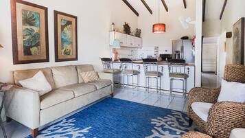 Comfort House, 2 Bedrooms, Partial Ocean View, Ground Floor | Living area | Flat-screen TV