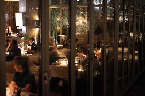 Dinner served, international cuisine, garden views