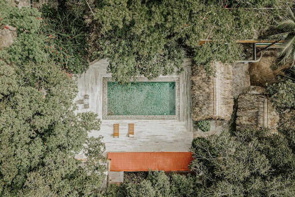 Outdoor pool, sun loungers