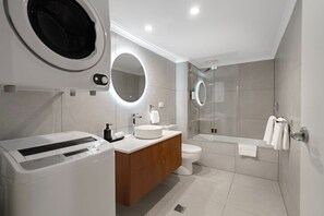 Executive Two Bedroom Apartment | Bathroom | Combined shower/bathtub, free toiletries, hair dryer, slippers - Quest Mont Albert (Mont Albert)