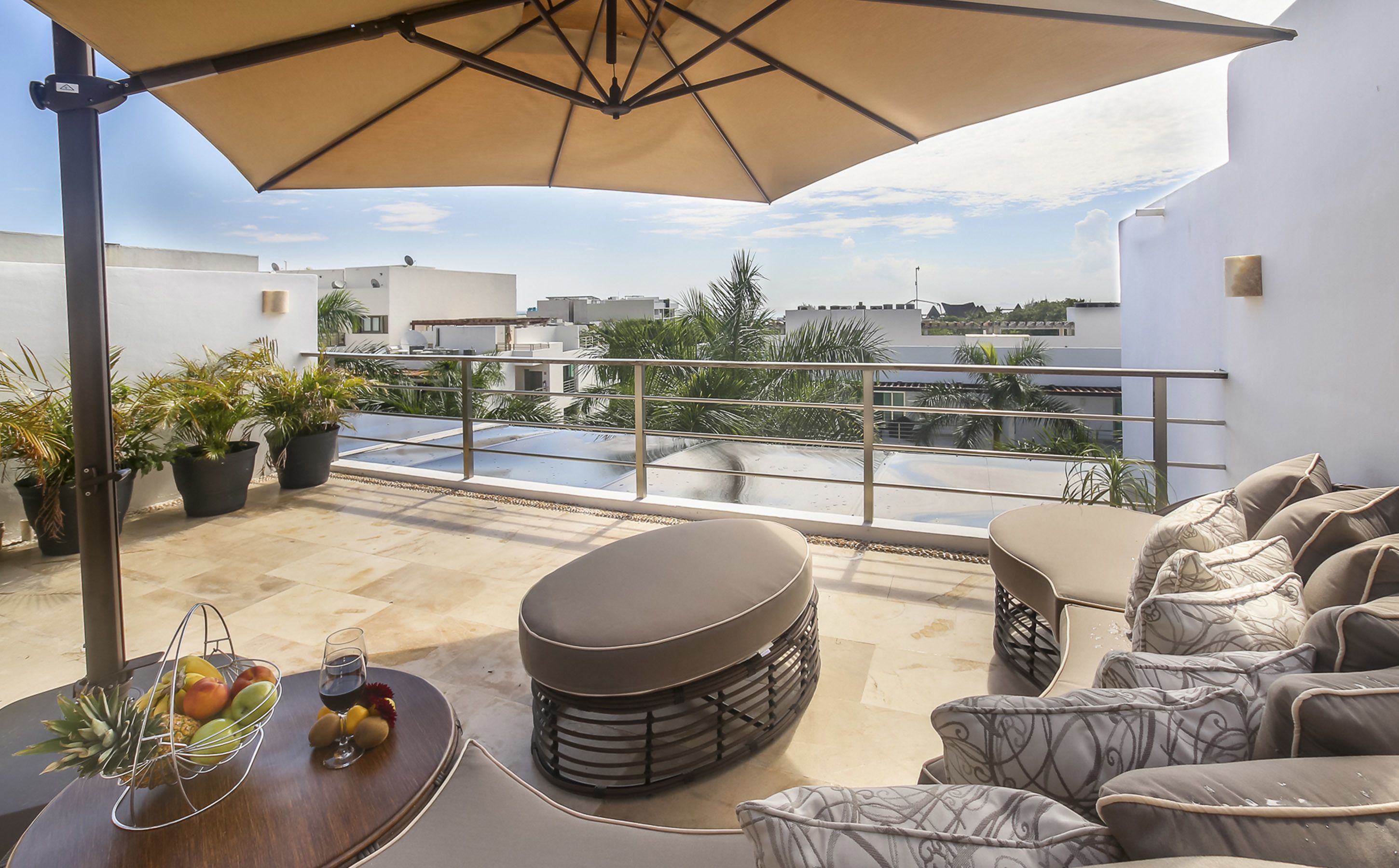 deluxe penthouse, multiple beds, sea view | terrace/patio