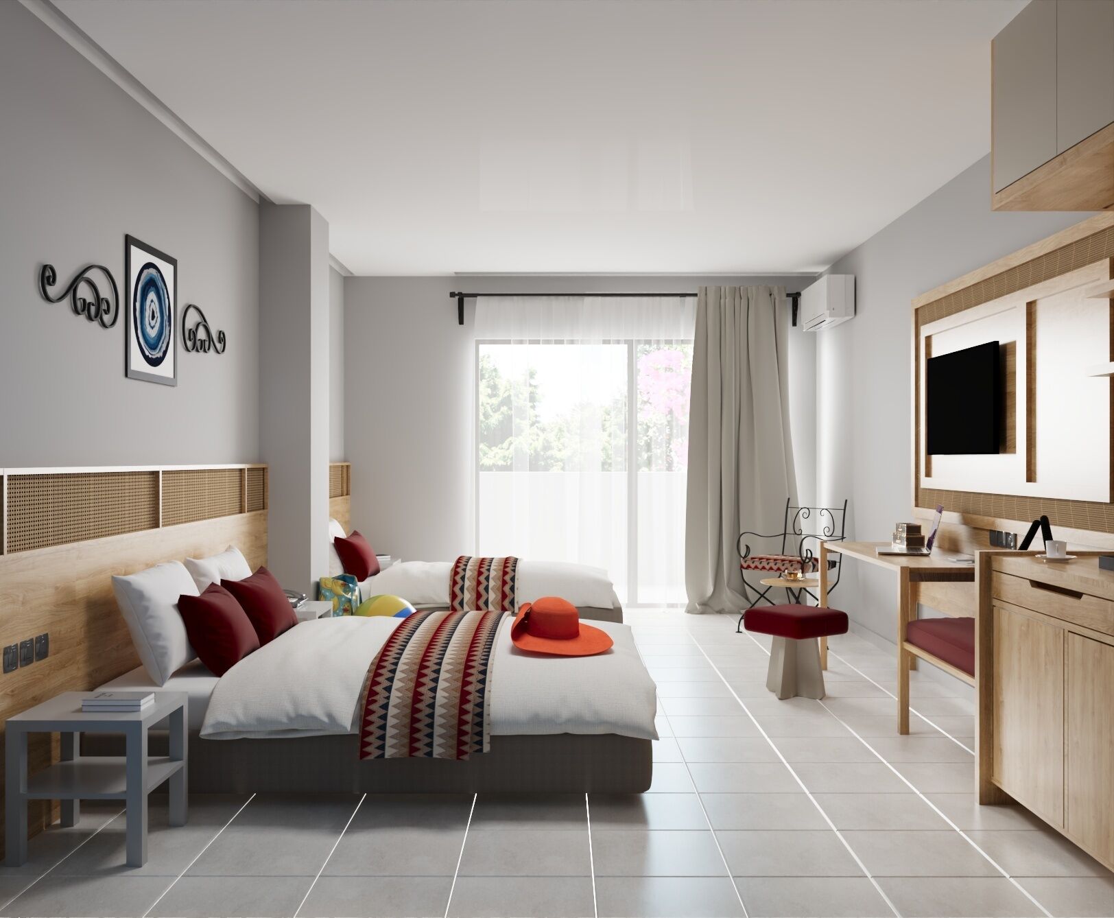 Minibar con artículos gratuitos y caja de seguridad en la habitación 