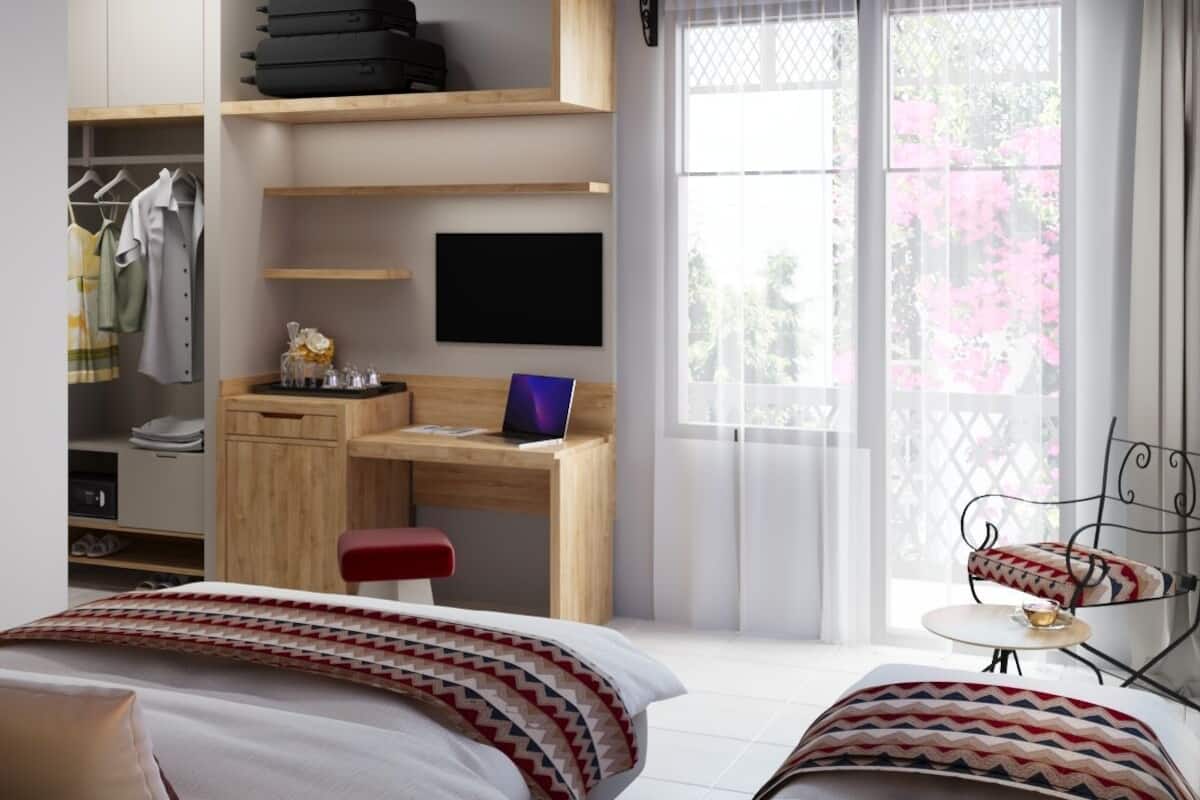 عناصر مجانية داخل الميني بار وخزنة داخل الغرفة وواي فاي مجانًا