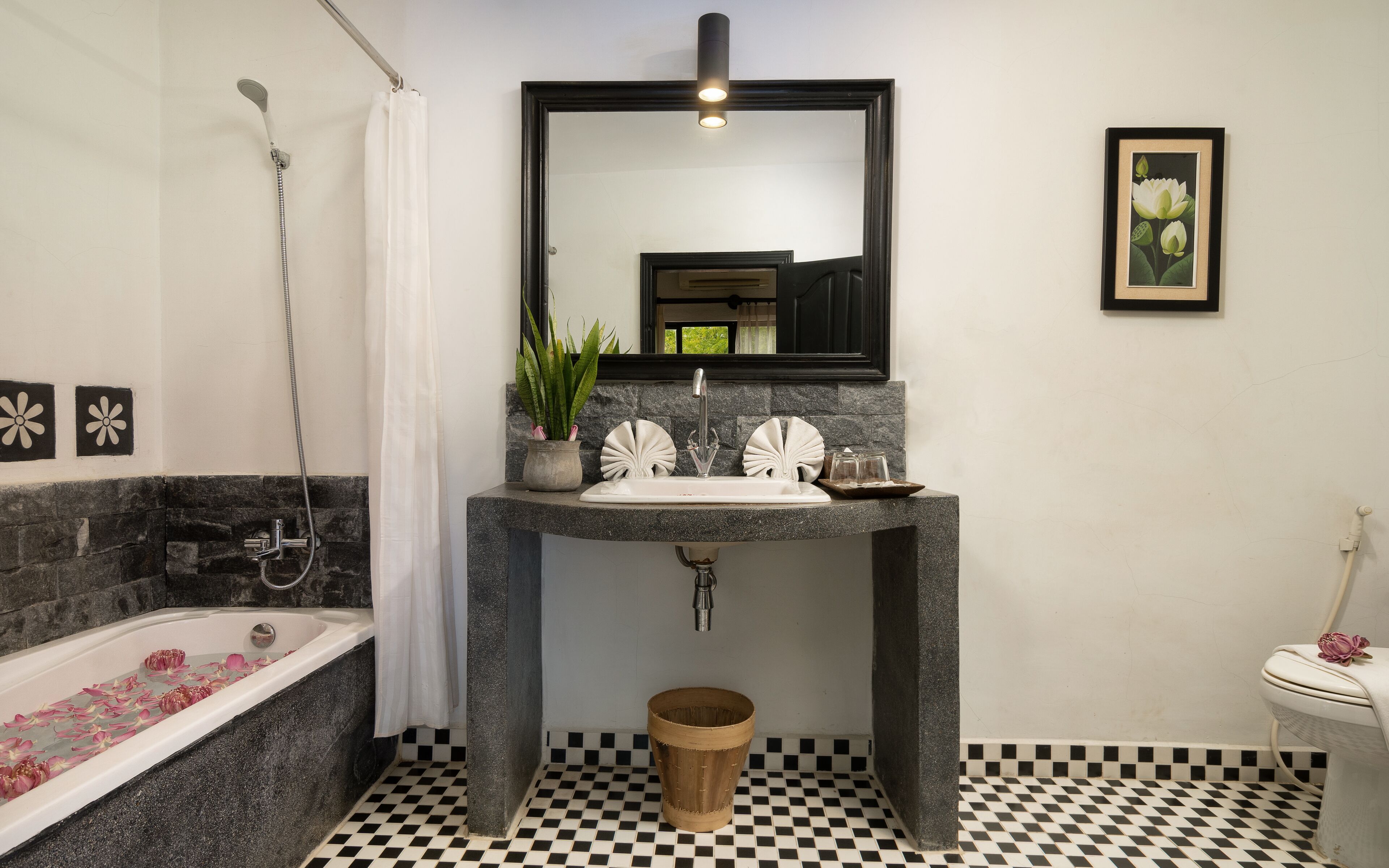 free toiletries, hair dryer, bathrobes, slippers