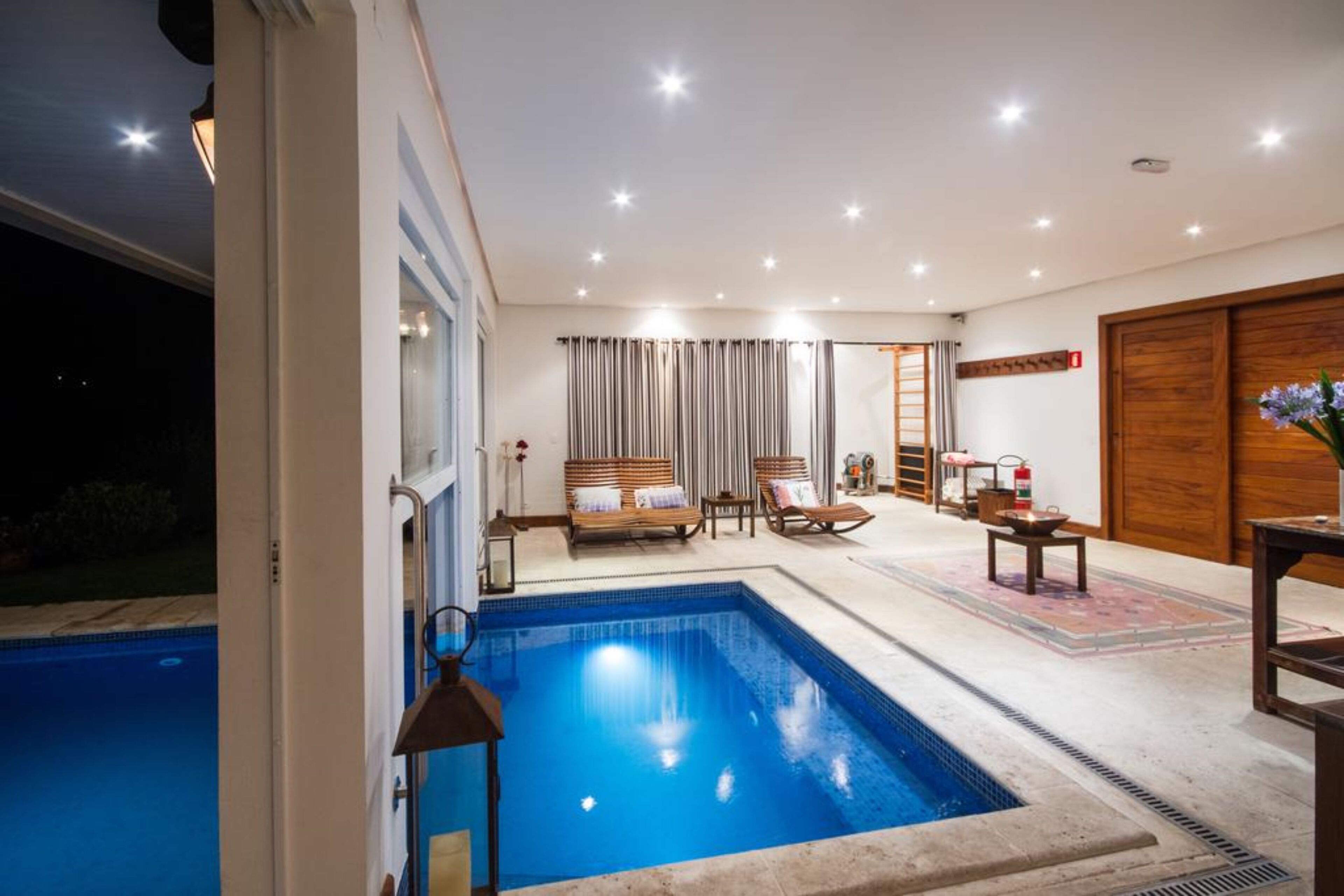 indoor pool, outdoor pool, pool umbrellas, pool loungers