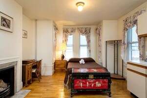 In-room safe, laptop workspace, iron/ironing board, cribs (free)