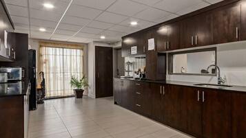 Fridge, microwave, stovetop