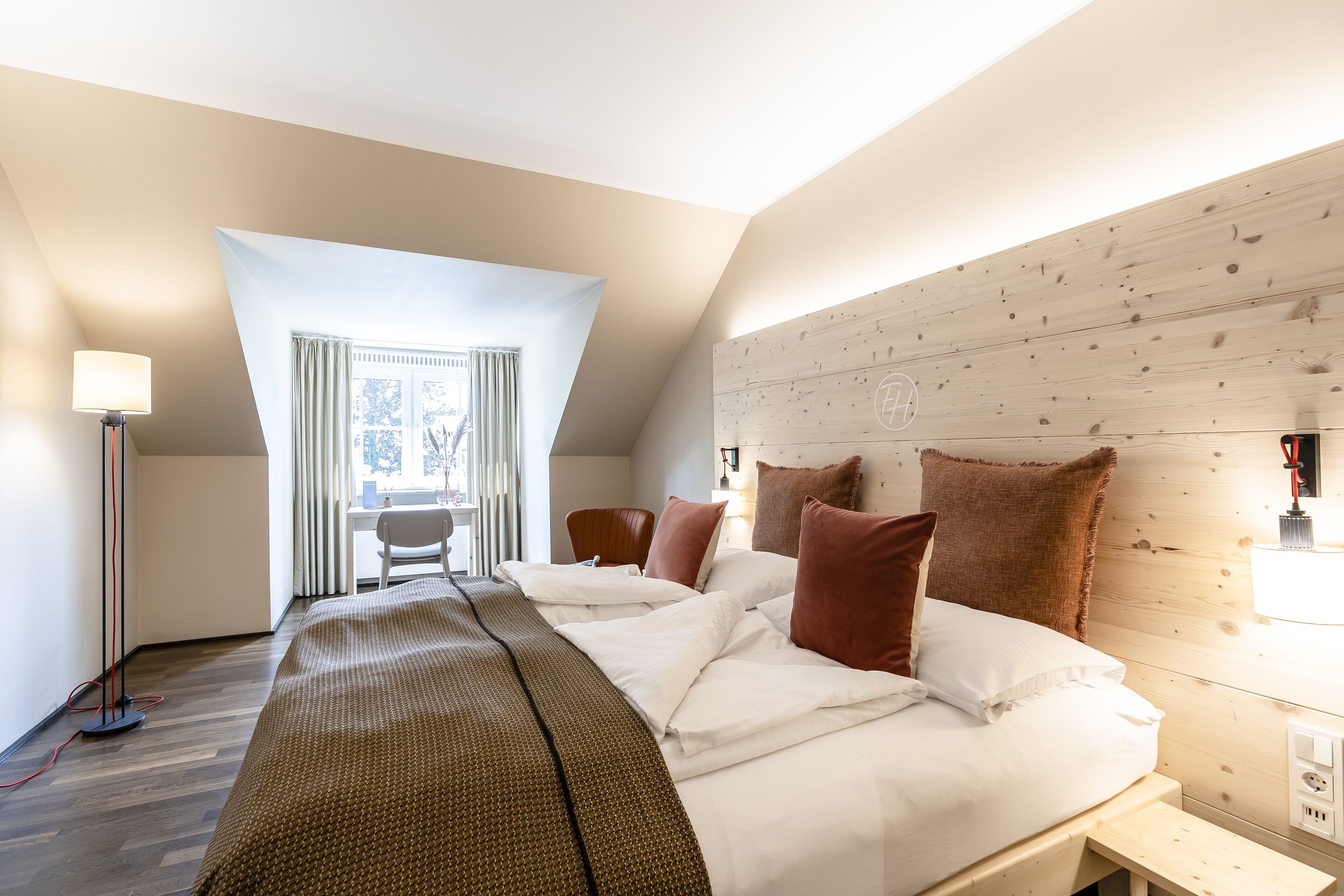 deluxe double room | in-room safe, desk, laptop workspace, blackout curtains