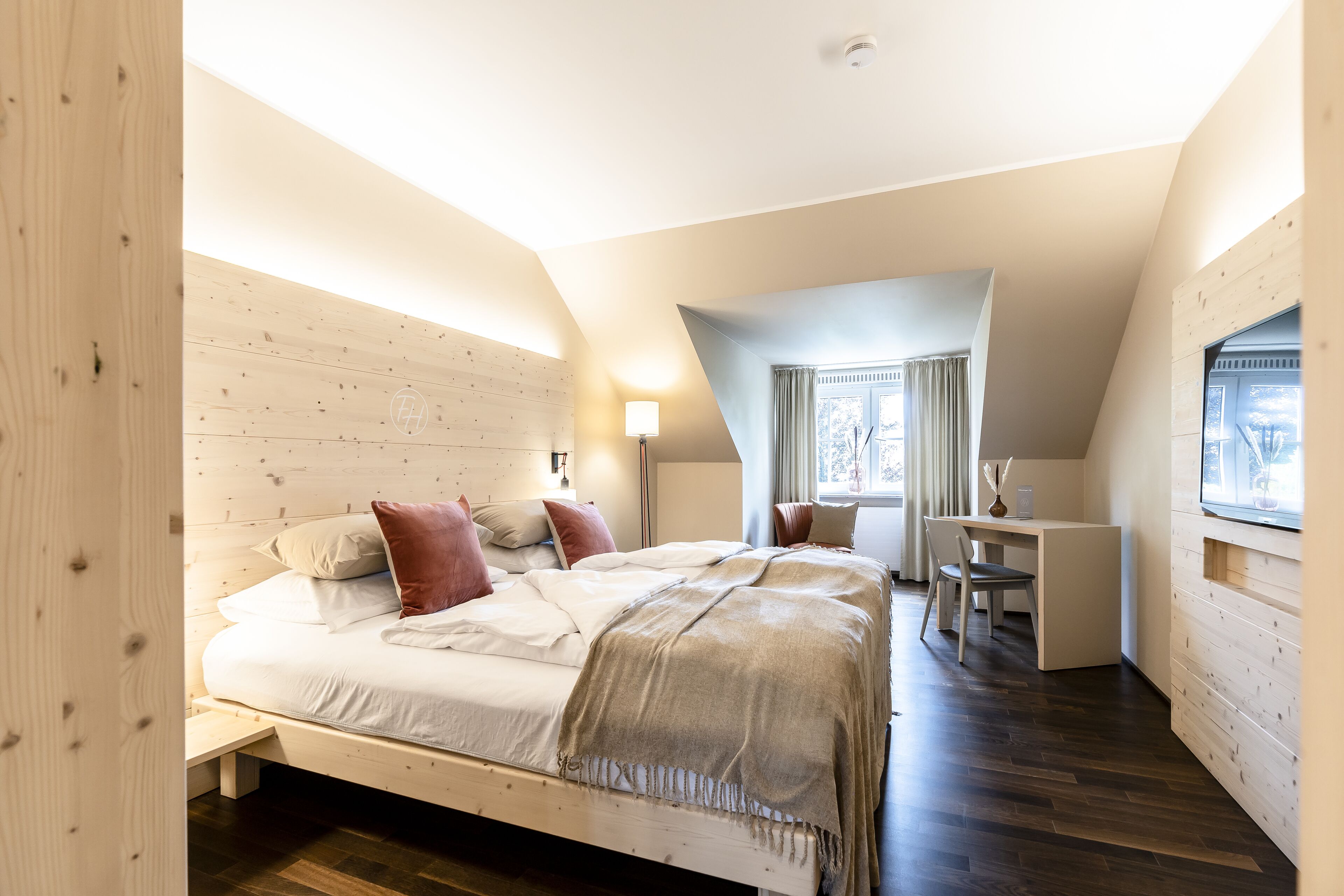 deluxe double room | in-room safe, desk, laptop workspace, blackout curtains