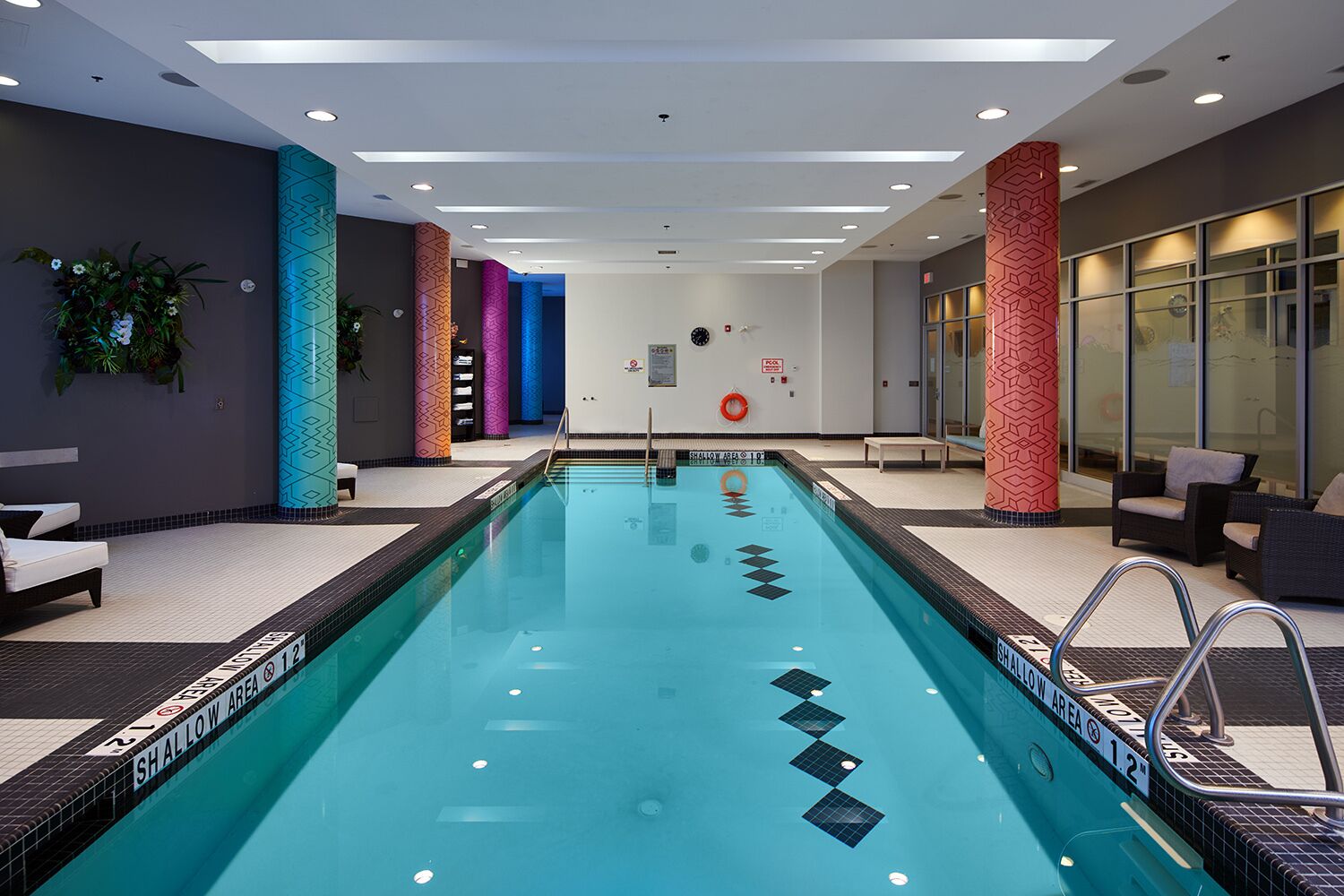 Indoor pool, pool loungers