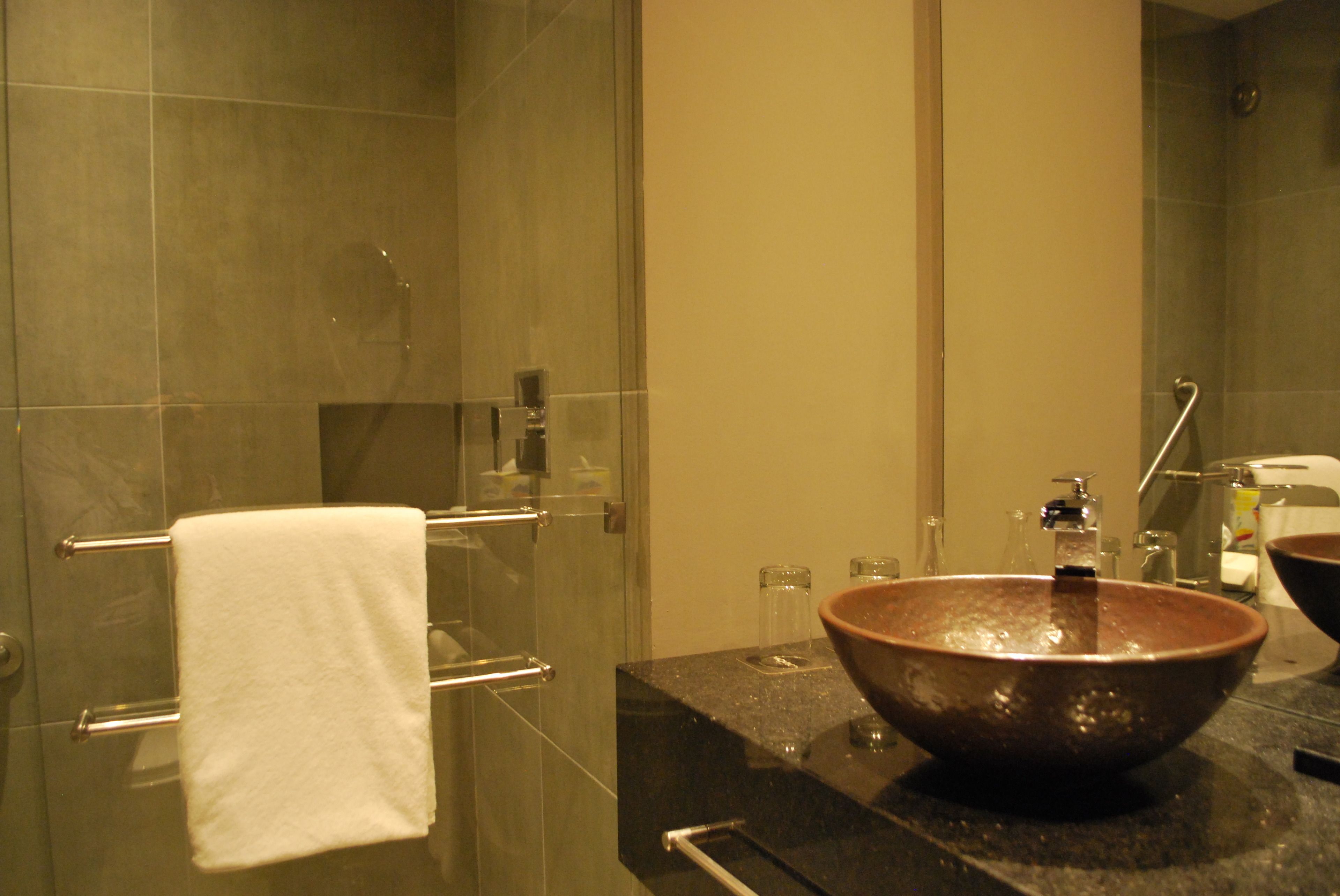 shower, rainfall showerhead, designer toiletries, hair dryer