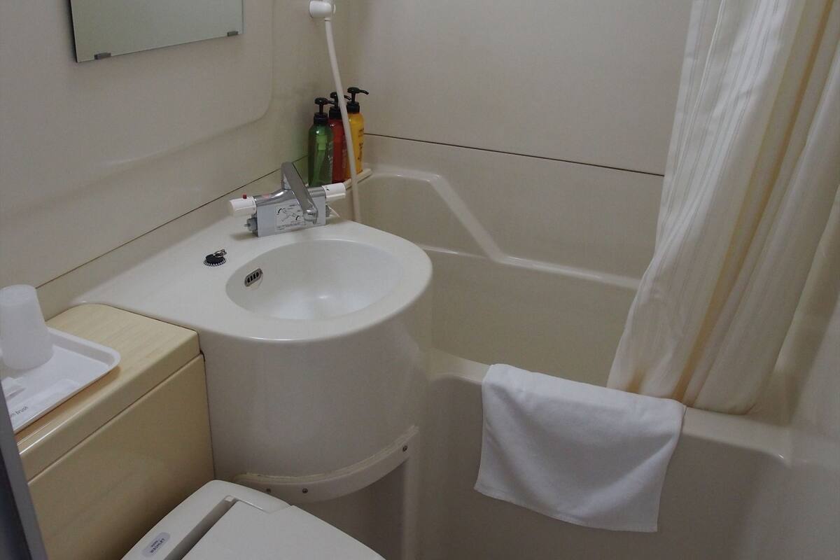 hair dryer, electronic bidet, towels