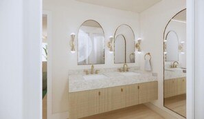 Suite | Bathroom | Combined shower/bathtub, designer toiletries, hair dryer, towels - The Pavilion Hotel (Avalon)