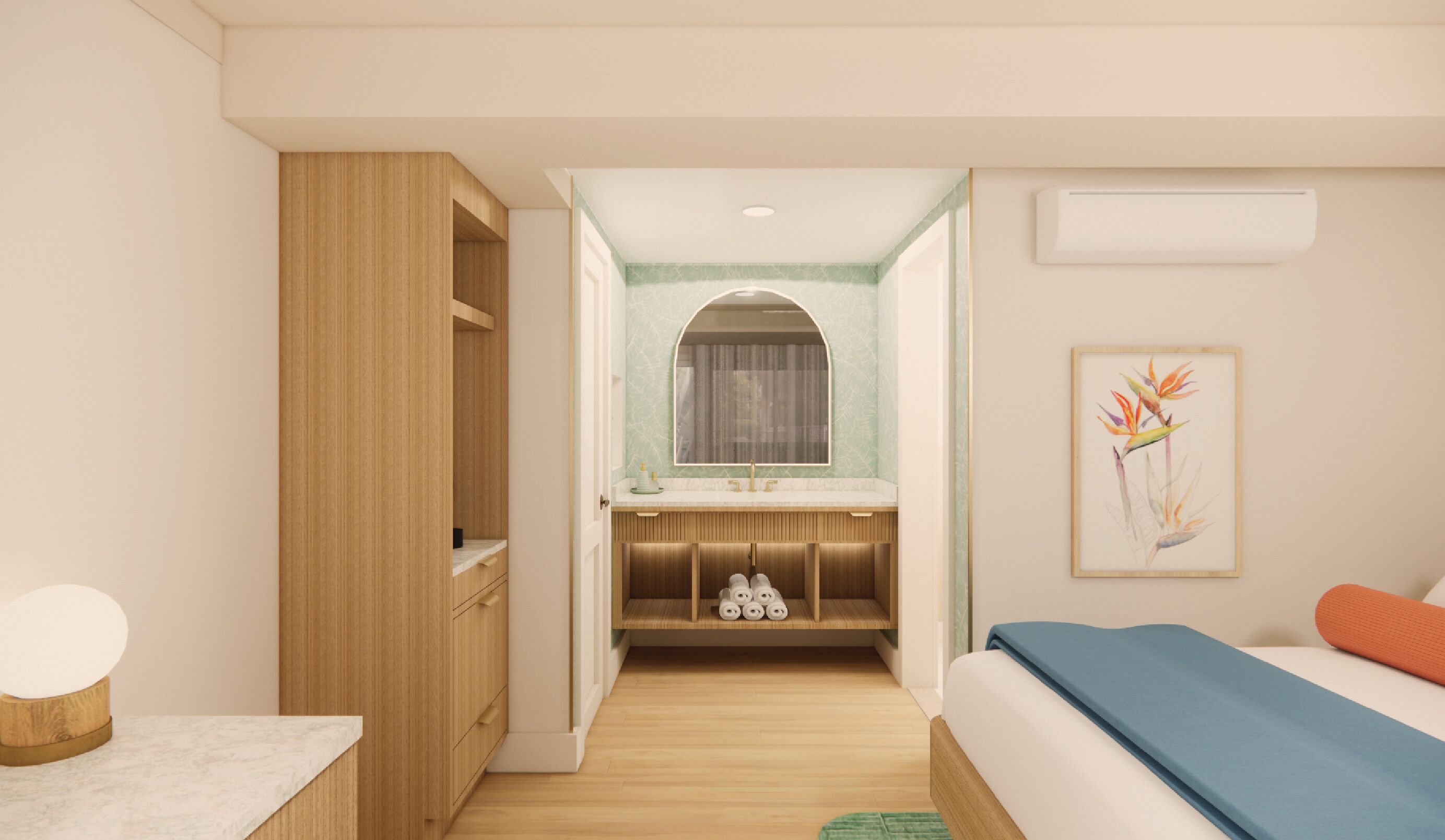 Kombinert dusj/badekar, designertoalettartikler, hårføner og håndklær