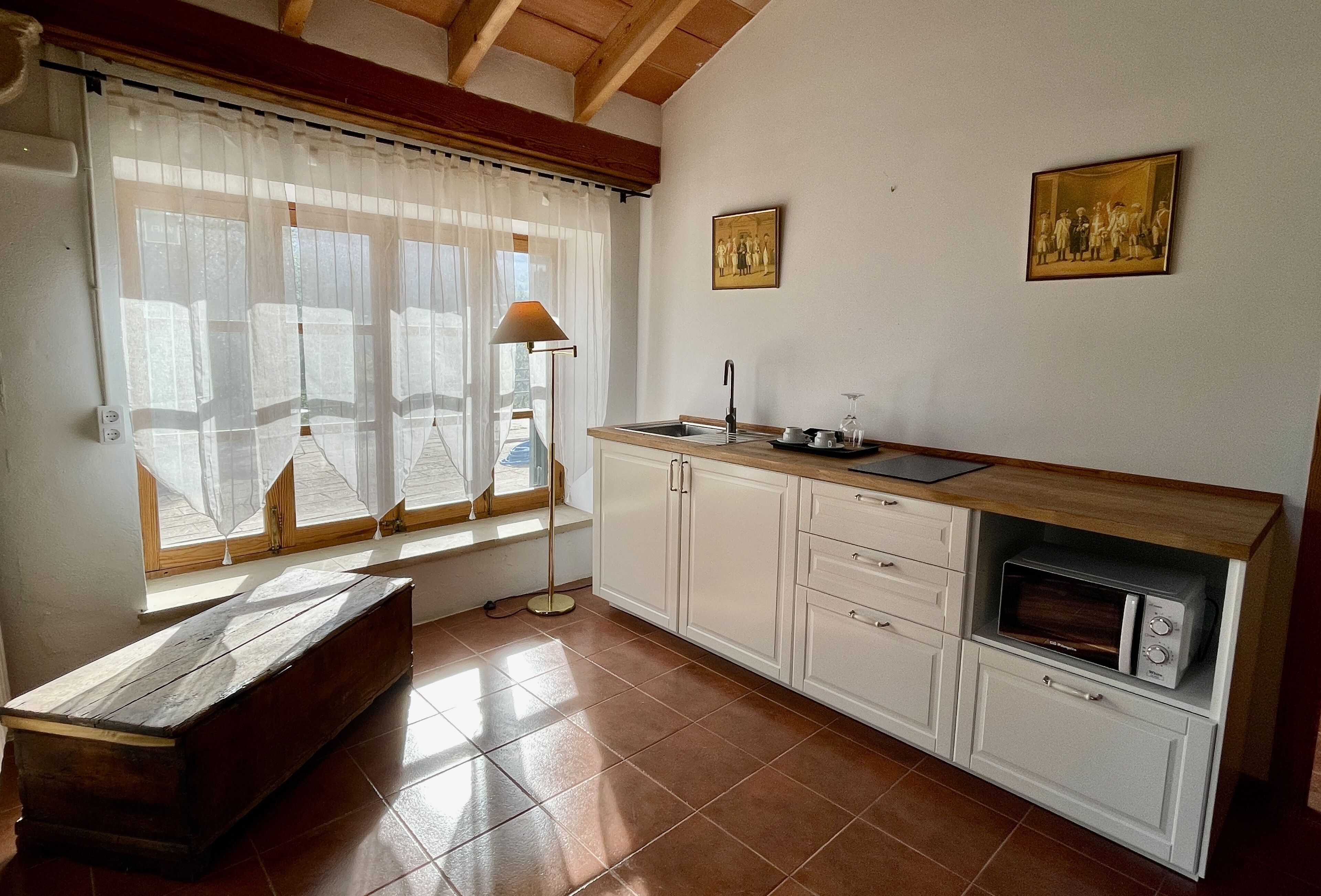 apartment | private kitchen | fridge, microwave, stovetop, coffee/tea maker