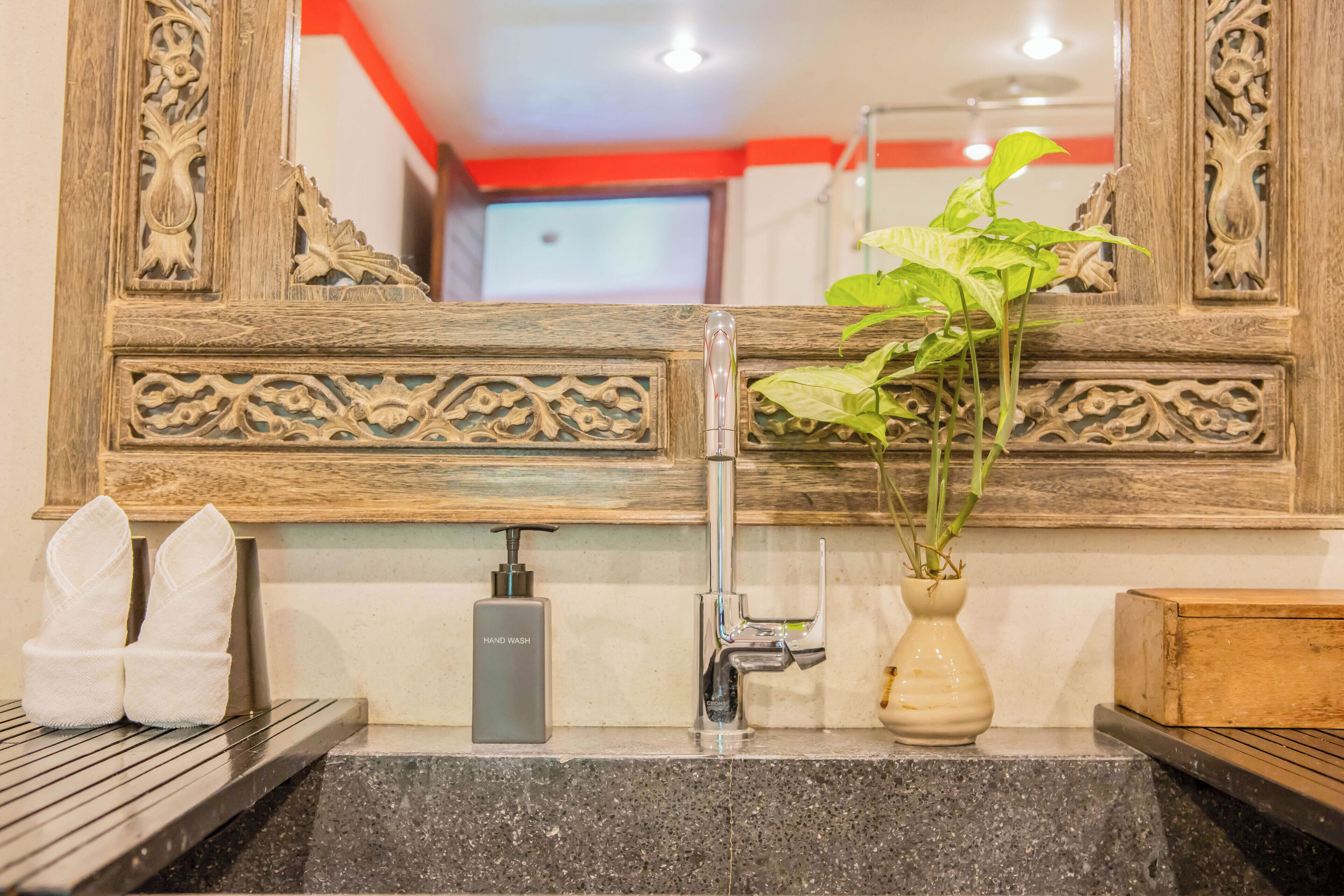 la rose family suite (connecting room) with private balcony	 | bathroom | separate bathtub and shower, rainfall showerhead, free toiletries